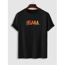 OSAKA Letter Dragon Graphic Pattern Short Sleeves Basic Tee OSAKA Letter Dragon Graphic Pattern Short Sleeves Basic Tee