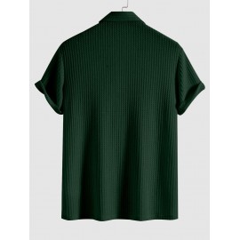 Men's Plain Color Tartan Jacquard Weave Textured Polo Collar Short Sleeves T-shirt Men's Plain Color Tartan Jacquard Weave Textured Polo Collar Short Sleeves T-shirt