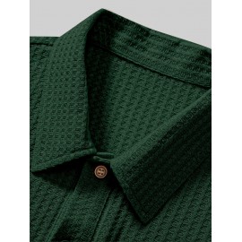 Men's Plain Color Tartan Jacquard Weave Textured Polo Collar Short Sleeves T-shirt Men's Plain Color Tartan Jacquard Weave Textured Polo Collar Short Sleeves T-shirt