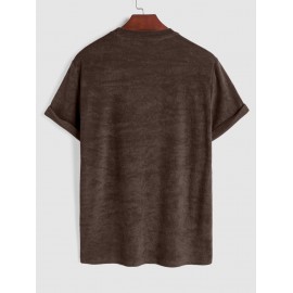 Men's Terry Cloth Crew Neck Cartoon Bear Applique Casual Funny Short Sleeves T Shirt Men's Terry Cloth Crew Neck Cartoon Bear Applique Casual Funny Short Sleeves T Shirt