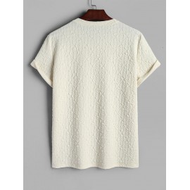 Men's Plain Color Bubble Jacquard Textured Short Sleeves T-shirt Men's Plain Color Bubble Jacquard Textured Short Sleeves T-shirt