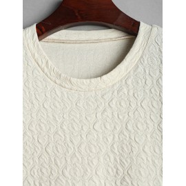 Men's Plain Color Bubble Jacquard Textured Short Sleeves T-shirt Men's Plain Color Bubble Jacquard Textured Short Sleeves T-shirt