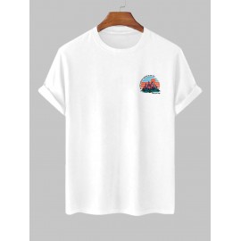 Men's Casual Letter Mountain Printed Short Sleeves Crew Neck T-shirt Men's Casual Letter Mountain Printed Short Sleeves Crew Neck T-shirt