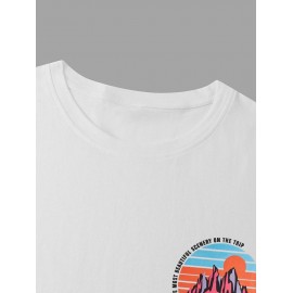 Men's Casual Letter Mountain Printed Short Sleeves Crew Neck T-shirt Men's Casual Letter Mountain Printed Short Sleeves Crew Neck T-shirt