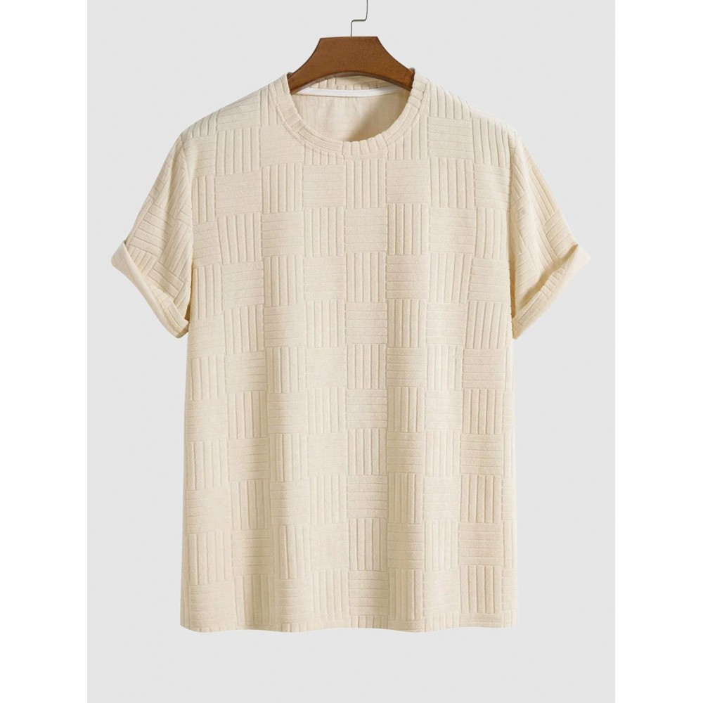 Jacquard Towel Cloth Textured Short Sleeves T-shirt Jacquard Towel Cloth Textured Short Sleeves T-shirt