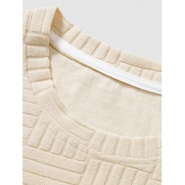 Jacquard Towel Cloth Textured Short Sleeves T-shirt Jacquard Towel Cloth Textured Short Sleeves T-shirt