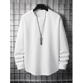 Men's Minimalist Style Jacquard Textured Round Neck Long Sleeves T-shirt Men's Minimalist Style Jacquard Textured Round Neck Long Sleeves T-shirt