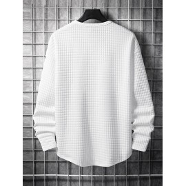 Men's Minimalist Style Jacquard Textured Round Neck Long Sleeves T-shirt Men's Minimalist Style Jacquard Textured Round Neck Long Sleeves T-shirt