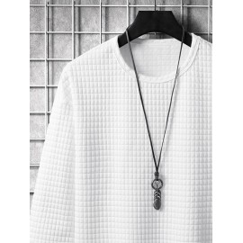 Men's Minimalist Style Jacquard Textured Round Neck Long Sleeves T-shirt Men's Minimalist Style Jacquard Textured Round Neck Long Sleeves T-shirt