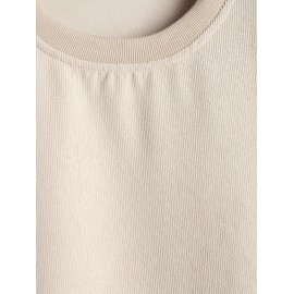 Solid Color Ribbed Corduroy Short Sleeves Crew Neck T-shirt Solid Color Ribbed Corduroy Short Sleeves Crew Neck T-shirt