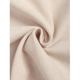 Solid Color Ribbed Corduroy Short Sleeves Crew Neck T-shirt Solid Color Ribbed Corduroy Short Sleeves Crew Neck T-shirt