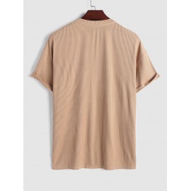 Solid Color Ribbed Textured Short Sleeves T-shirt Solid Color Ribbed Textured Short Sleeves T-shirt
