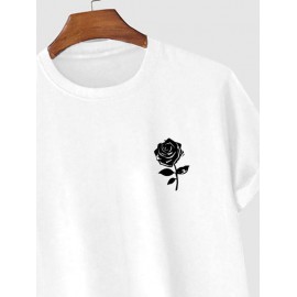 Short Sleeve Rose Print T-shirt Short Sleeve Rose Print T-shirt