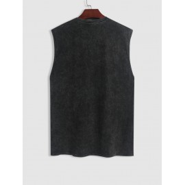 Men's Vintage Washed Crew Neck Sleeveless Casual T Shirt 100% Cotton Summer Tank Top Men's Vintage Washed Crew Neck Sleeveless Casual T Shirt 100% Cotton Summer Tank Top
