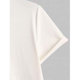 Letter Print Contrast Striped Collar T Shirt Letter Print Contrast Striped Collar T Shirt