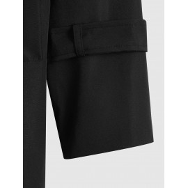 Men's Basic Minimalist Lapel Collar Belted Pocket Double-breasted Solid Color Trench Coat Men's Basic Minimalist Lapel Collar Belted Pocket Double-breasted Solid Color Trench Coat