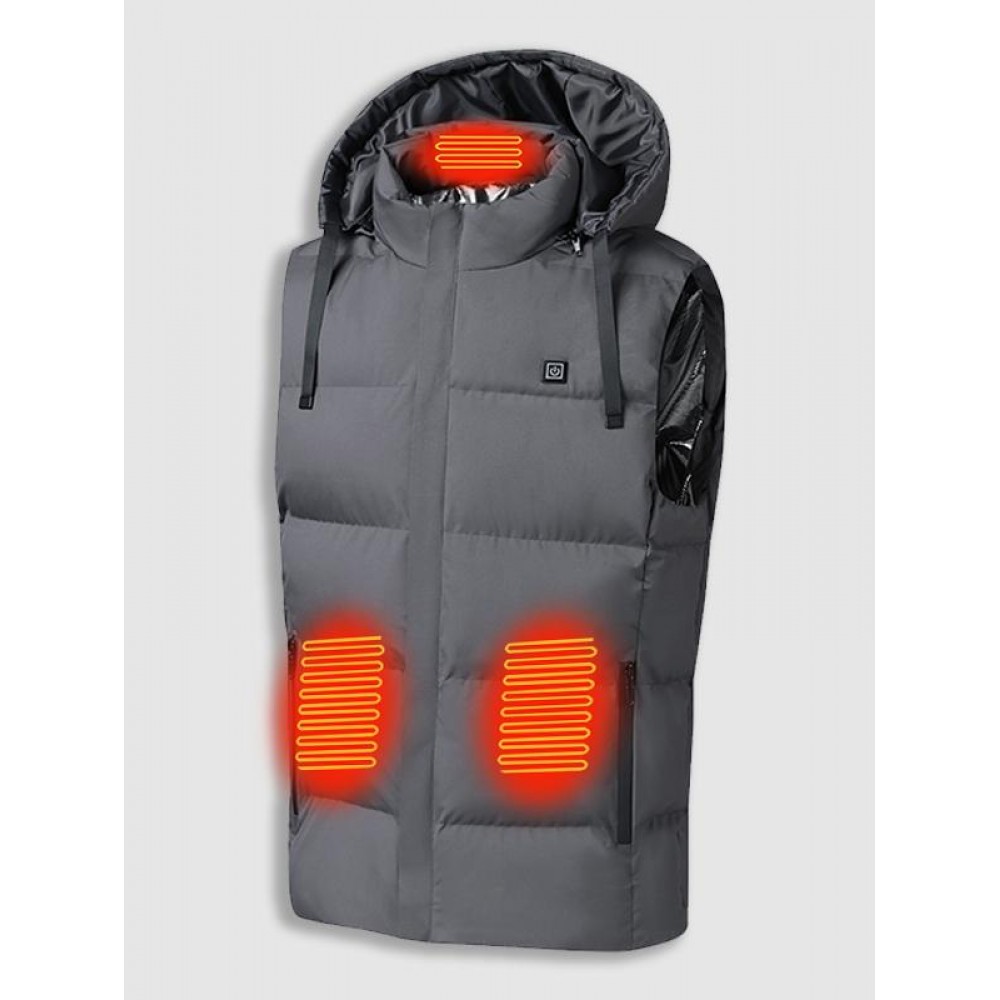 7 Areas Heating USB Charging Thermal Hooded Warm Puffer Quilted Padded Vest Gilet Zippered Pockets Waistcoat (Battery Not Included) 7 Areas Heating USB Charging Thermal Hooded Warm Puffer Quilted Padded Vest Gilet Zippered Pockets Waistcoat (Battery Not Included)