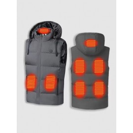 7 Areas Heating USB Charging Thermal Hooded Warm Puffer Quilted Padded Vest Gilet Zippered Pockets Waistcoat (Battery Not Included) 7 Areas Heating USB Charging Thermal Hooded Warm Puffer Quilted Padded Vest Gilet Zippered Pockets Waistcoat (Battery Not Included)