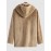 Men's Casual Warmth Thermal Solid Color Button Front Fluffy Teddy Fleece Hooded Long Coat