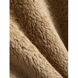Men's Casual Warmth Thermal Solid Color Button Front Fluffy Teddy Fleece Hooded Long Coat Men's Casual Warmth Thermal Solid Color Button Front Fluffy Teddy Fleece Hooded Long Coat