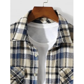 Men's Daily Casual Plaid Flap Cargo Pockets Button Up Long Sleeve Flannel Shirt Jacket Shacket Men's Daily Casual Plaid Flap Cargo Pockets Button Up Long Sleeve Flannel Shirt Jacket Shacket