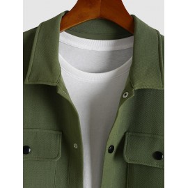 Men's Plain Color Front Pockets Design Turn-down Collar Jacket Men's Plain Color Front Pockets Design Turn-down Collar Jacket