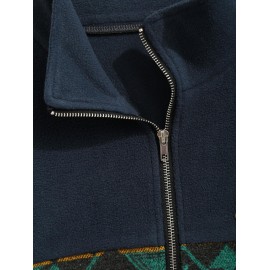 Men's Ethnic Aztec Printed Slant Pocket Zip Fly Stand Collar Fuzzy Polar Fleece Jacket Men's Ethnic Aztec Printed Slant Pocket Zip Fly Stand Collar Fuzzy Polar Fleece Jacket