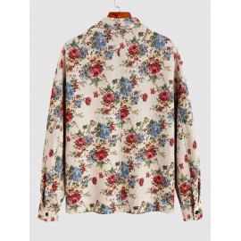 Men's Fashion Flower Jacquard Zip Up Pocket Turn Down Collar Long Sleeve Jacket Men's Fashion Flower Jacquard Zip Up Pocket Turn Down Collar Long Sleeve Jacket