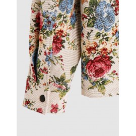 Men's Fashion Flower Jacquard Zip Up Pocket Turn Down Collar Long Sleeve Jacket Men's Fashion Flower Jacquard Zip Up Pocket Turn Down Collar Long Sleeve Jacket