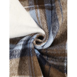 Men's Plaid Checks Colorblock Pocket Design Woolen Turn Down Collar Coat Men's Plaid Checks Colorblock Pocket Design Woolen Turn Down Collar Coat