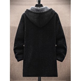 Zip Fly Fleece-lined Hooded Long Jacket Zip Fly Fleece-lined Hooded Long Jacket