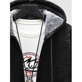Zip Fly Fleece-lined Hooded Long Jacket Zip Fly Fleece-lined Hooded Long Jacket