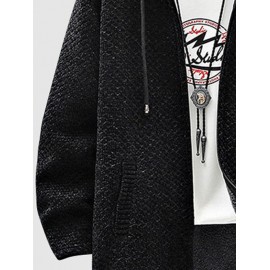 Zip Fly Fleece-lined Hooded Long Jacket Zip Fly Fleece-lined Hooded Long Jacket