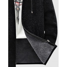 Zip Fly Fleece-lined Hooded Long Jacket Zip Fly Fleece-lined Hooded Long Jacket