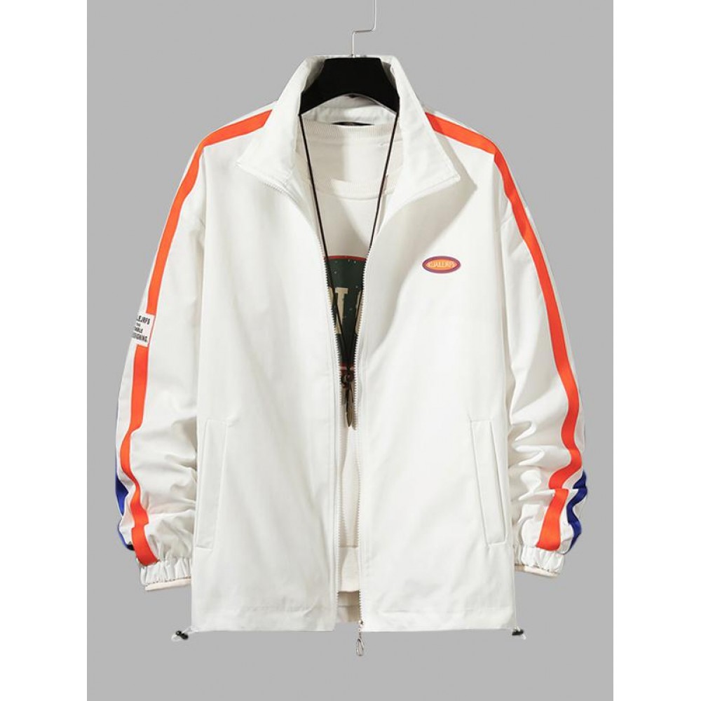 Contrast Tape Sleeve Patch Design Jacket Contrast Tape Sleeve Patch Design Jacket