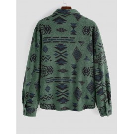 Ethnic Aztec Geo Printed Polar Fleece Fluffy Shacket Winter Shirt Ethnic Aztec Geo Printed Polar Fleece Fluffy Shacket Winter Shirt