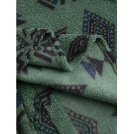 Ethnic Aztec Geo Printed Polar Fleece Fluffy Shacket Winter Shirt Ethnic Aztec Geo Printed Polar Fleece Fluffy Shacket Winter Shirt
