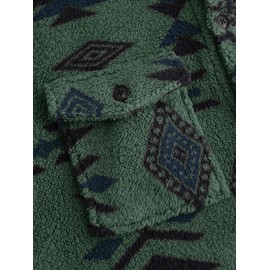 Ethnic Aztec Geo Printed Polar Fleece Fluffy Shacket Winter Shirt Ethnic Aztec Geo Printed Polar Fleece Fluffy Shacket Winter Shirt