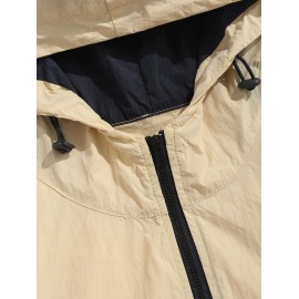 Men's Daily Hooded Half Zip Colorblock Patched Design Toggle Drawstring Pullover Windbreaker Jacket Men's Daily Hooded Half Zip Colorblock Patched Design Toggle Drawstring Pullover Windbreaker Jacket