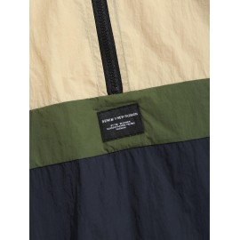 Men's Daily Hooded Half Zip Colorblock Patched Design Toggle Drawstring Pullover Windbreaker Jacket Men's Daily Hooded Half Zip Colorblock Patched Design Toggle Drawstring Pullover Windbreaker Jacket