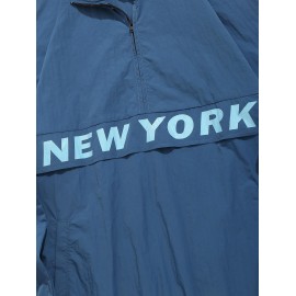 Men's Streetwear Daily Half Zip Letter NEW YORK Graphic Printed Popover Windbreaker Jacket Men's Streetwear Daily Half Zip Letter NEW YORK Graphic Printed Popover Windbreaker Jacket