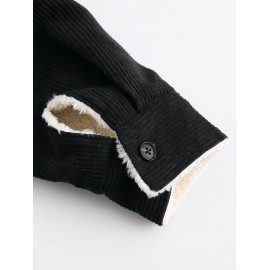 Double Pockets Design Fuzzy Fleece-lined Corduroy Jacket Double Pockets Design Fuzzy Fleece-lined Corduroy Jacket