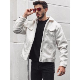 Fluffy Polar Fleece Solid Color Button Fly Jacket Fluffy Polar Fleece Solid Color Button Fly Jacket