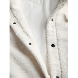Fluffy Polar Fleece Solid Color Button Fly Jacket Fluffy Polar Fleece Solid Color Button Fly Jacket