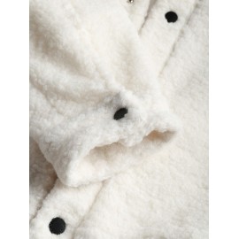 Fluffy Polar Fleece Solid Color Button Fly Jacket Fluffy Polar Fleece Solid Color Button Fly Jacket