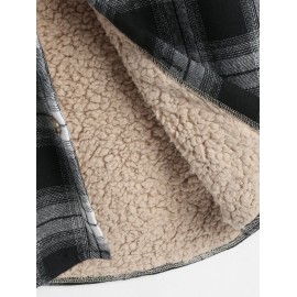 UNISEX Plaid Flap Pocket Faux Sherpa Thermal Lined Fluffy Turn Down Collar Winter Shacket UNISEX Plaid Flap Pocket Faux Sherpa Thermal Lined Fluffy Turn Down Collar Winter Shacket
