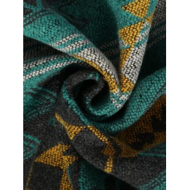 Men's Ethnic Aztec Printed Button Front Slant Pocket Woolen Jacket Men's Ethnic Aztec Printed Button Front Slant Pocket Woolen Jacket