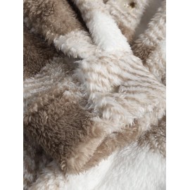 Plaid Pattern Flap Pocket Design Fluffy Jacket Plaid Pattern Flap Pocket Design Fluffy Jacket