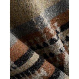 Men's Ethnic Woolen Geometric Aztec Print Shacket Pocket Fleece Lined Fluffy Jacket Men's Ethnic Woolen Geometric Aztec Print Shacket Pocket Fleece Lined Fluffy Jacket