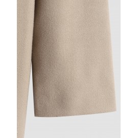 Men's Casual Minimalist Solid Color Zip Fly Hooded Fleece-lined Woolen Long Coat Men's Casual Minimalist Solid Color Zip Fly Hooded Fleece-lined Woolen Long Coat